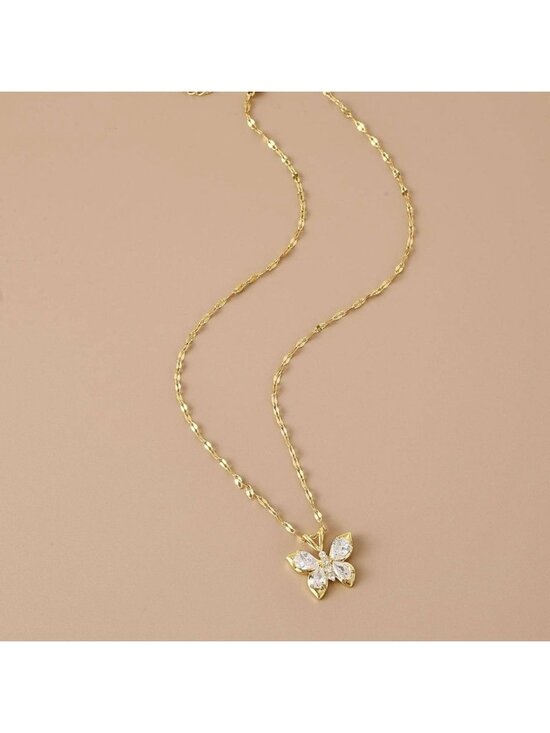Gold Plated Stainless Steel Butterfly Pendant Necklace Dainty Necklace